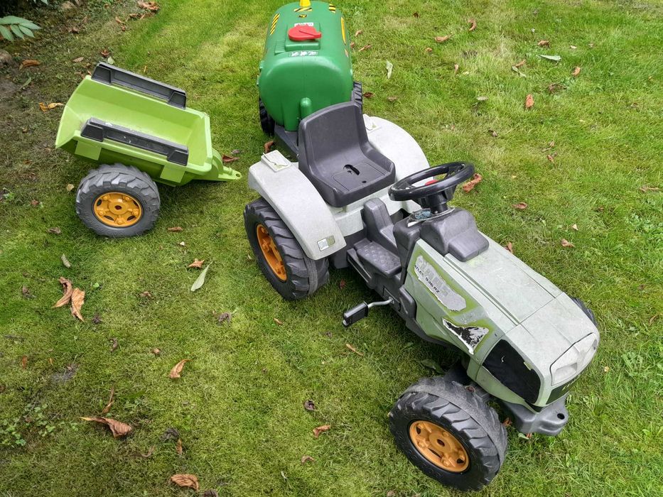 Duży traktor na pedały CLAAS dla dziecka plus przyczepka i beczkowóz