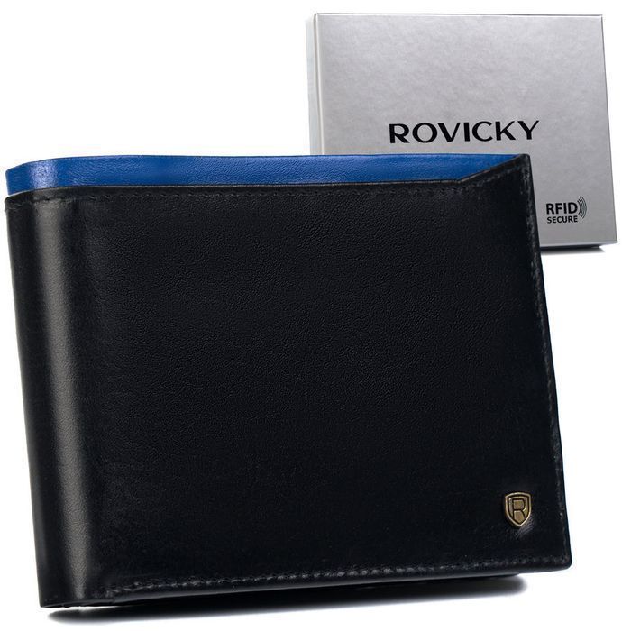 Portfel Męski Skórzany N992-Rvt Black+Navy