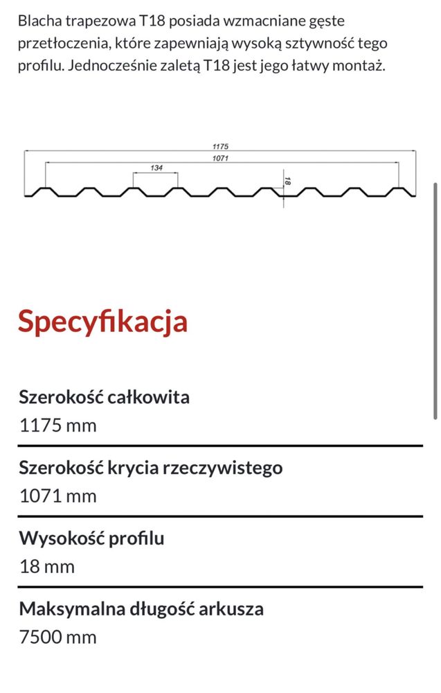 blacha trapezowa T14 T18 T20+ połysk mat