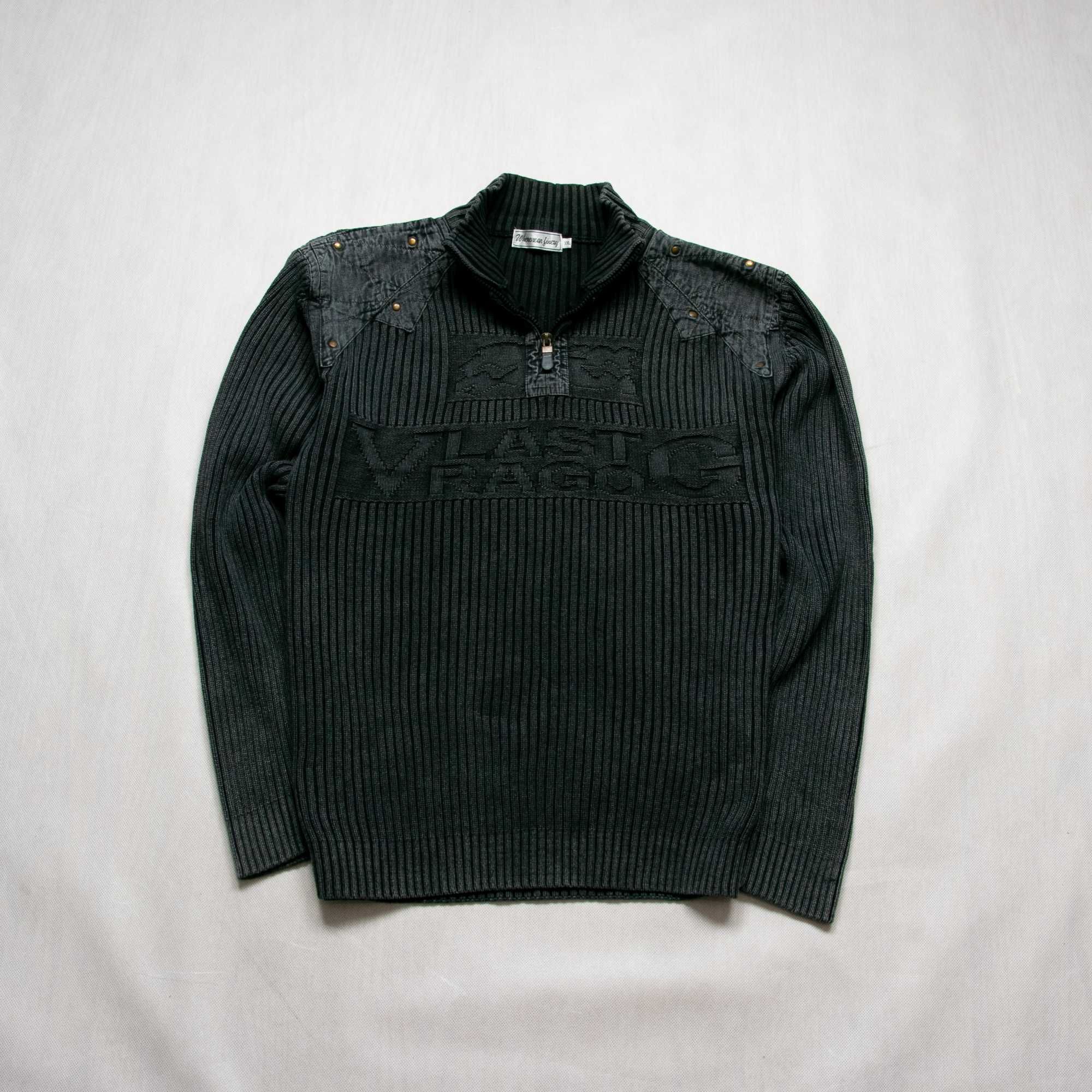 Diesel style y2k sweter XL/XXL golf rozpinany