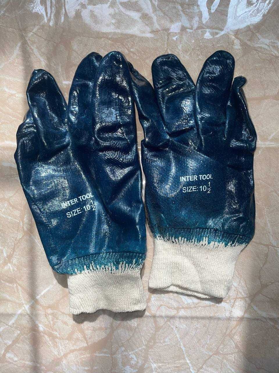 Перчатки маслостойкие х/б INTERTOOL , рукавицы рабочие прорезиненные