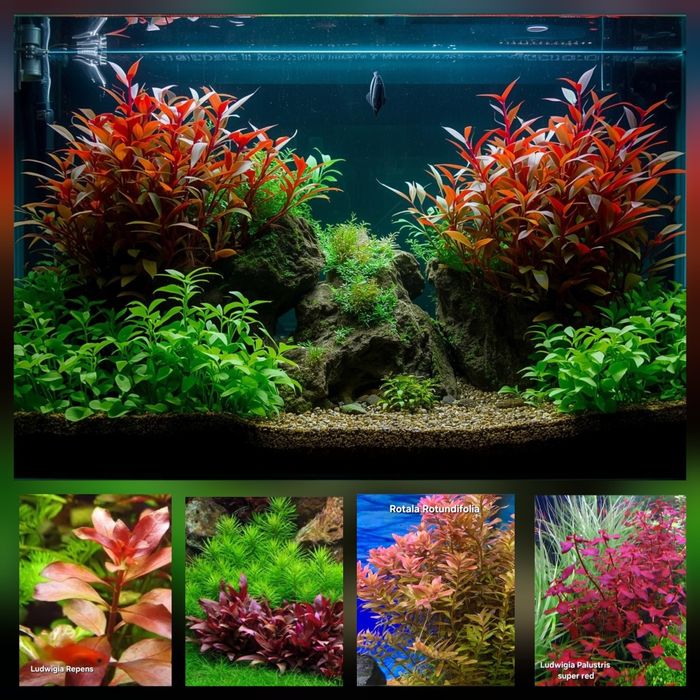 Pack Plantas Aquário - 6 espécies (Vermelho e Rosa)