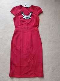 Nowa elegancka sukienka olowkowa czerwona 36