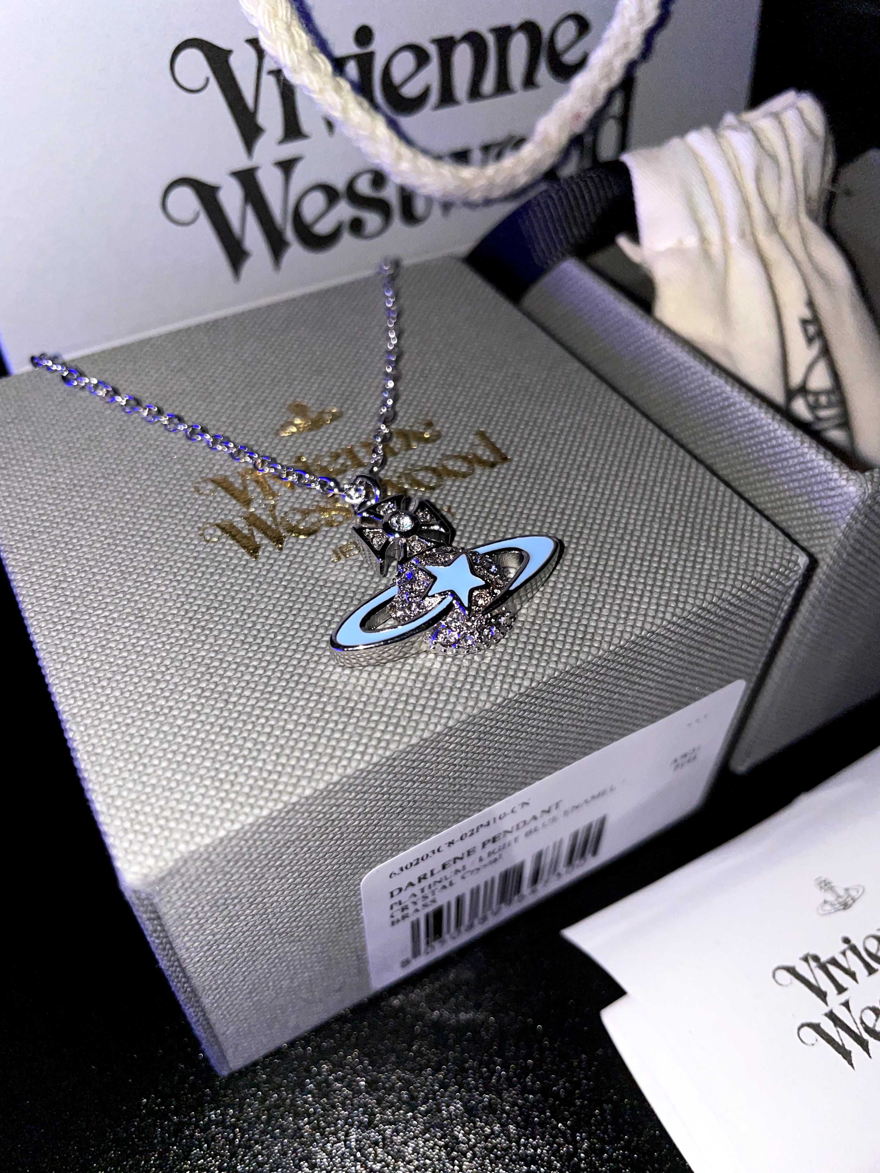 ОРИГІНАЛ Vivienne Westwood DARLENE blue orb Подвеска Ожерелье серьги