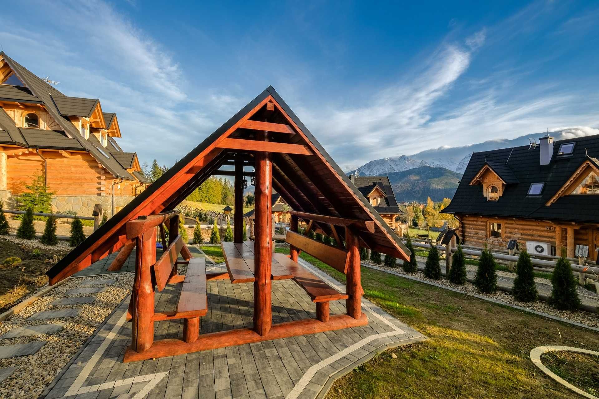 Domki Panorama Kościelisko sauna jacuzzi z widokiem na Tatry 8os