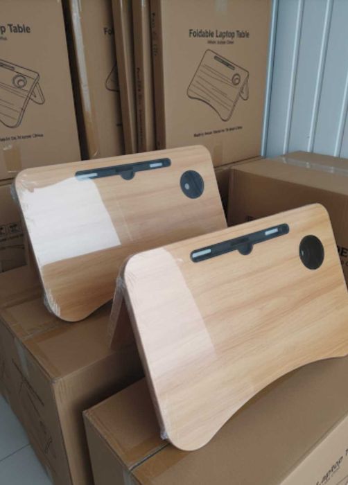 Складной столик для завтрака, ноутбука и планшета с подстаканником