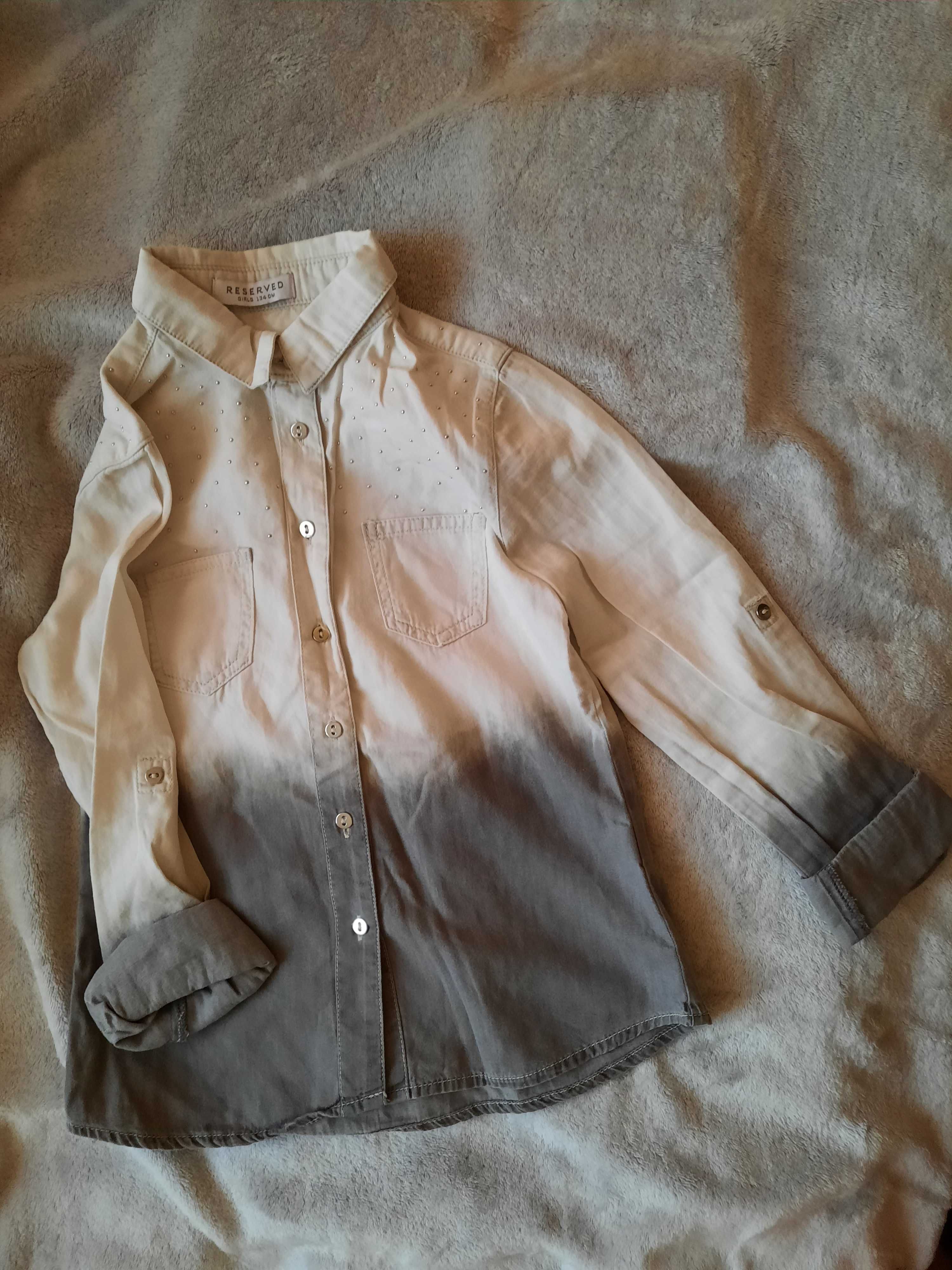 Koszula Reserved Girls 134 szara cieniowana długi rękaw podwijany