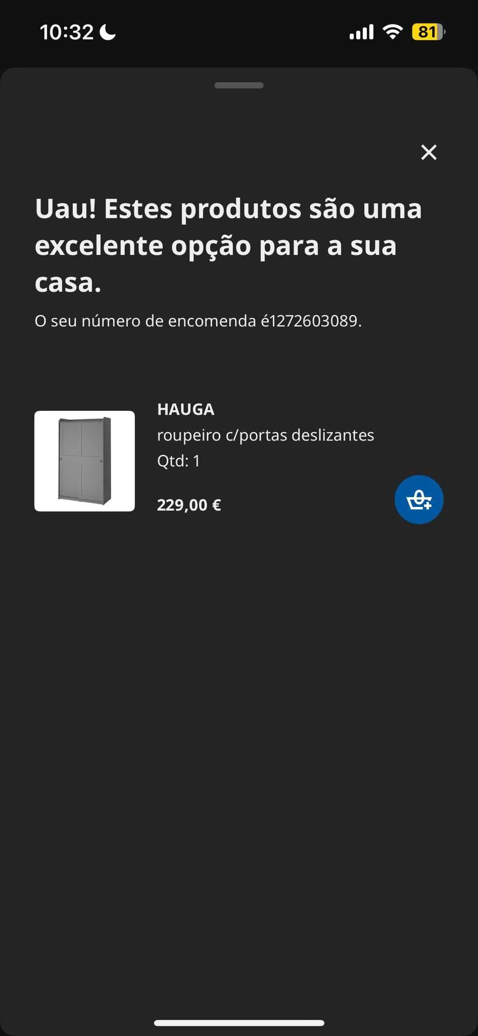 Roupeiro c/ portas deslizantes HAUGA IKEA €100