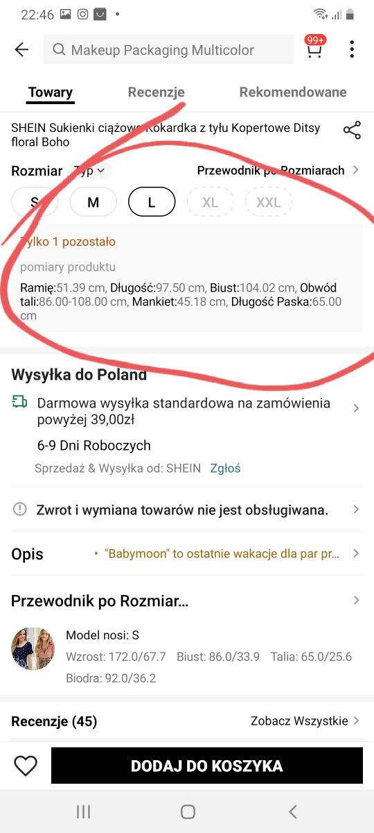 Sukienka ciążowa L - chrzest, sylwester, sesja