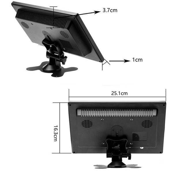 Автомобільний монітор 10 дюймів 1024х600 екран з AV, VGA, HDMI, BNC