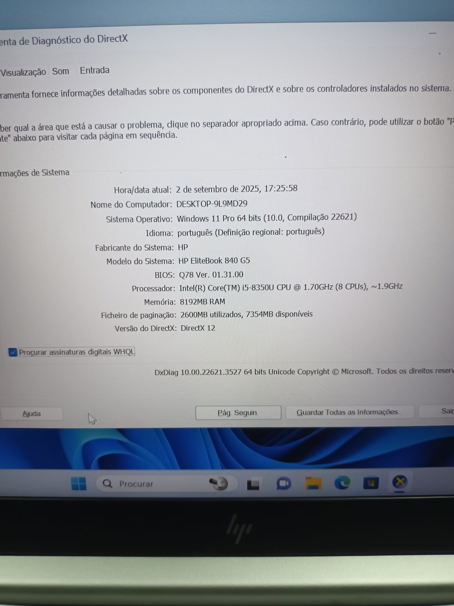 Portatil hp elitebook 840 g5 i5 7 8gb 240gb ssd win 11