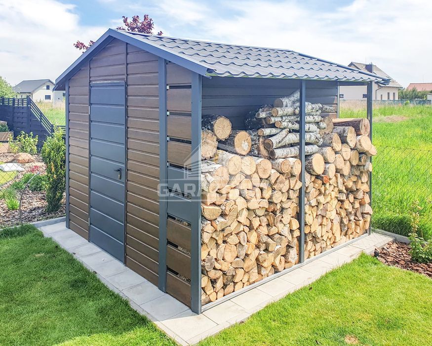 SCHOWEK OGRODOWY 2,5X3M Wiata 0,5M Drewnopodobny Dach Dwuspadowy Ts731