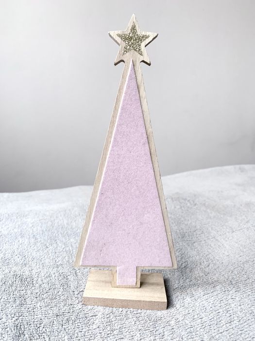 Zestaw ozdób świątecznych drewnianych stojących - choinka, renifery