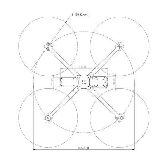 Карбонова рама 8 дюймів для FPV дрона (Україна, власне виробництво).