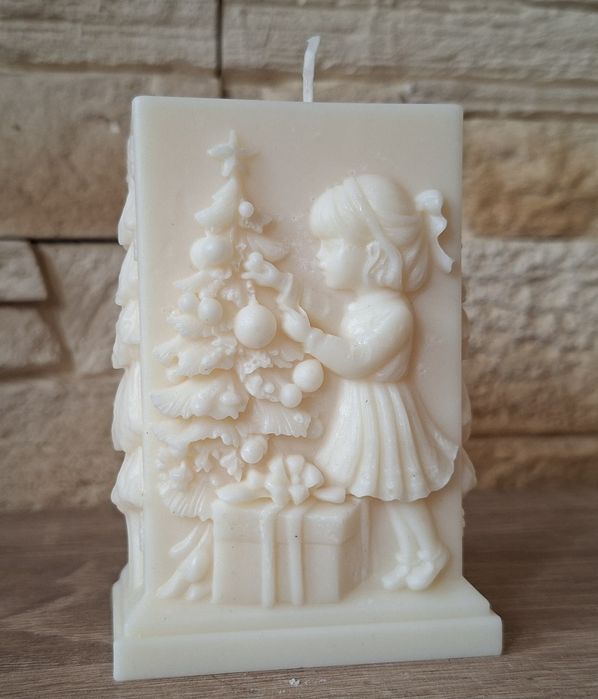 Świeca sojowa. Święta Bożego Narodzenia,  Mikołaj. Rękodzieło
