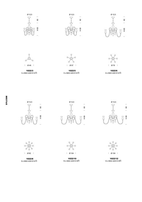 lampa sufitowa wisząca  SYLCOM 1022/5 TEODATO wyprzedaż z expozycji