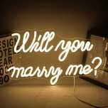 Neon LED Dekoracyjny WILL YOU MARRY ME Ciepły Biały Ściemn 42x25cm USB