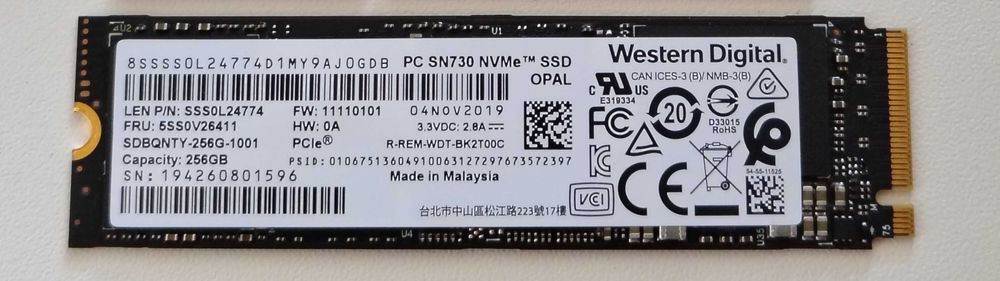 SSD NVMe PCIe M.2 Western Digital 256gb