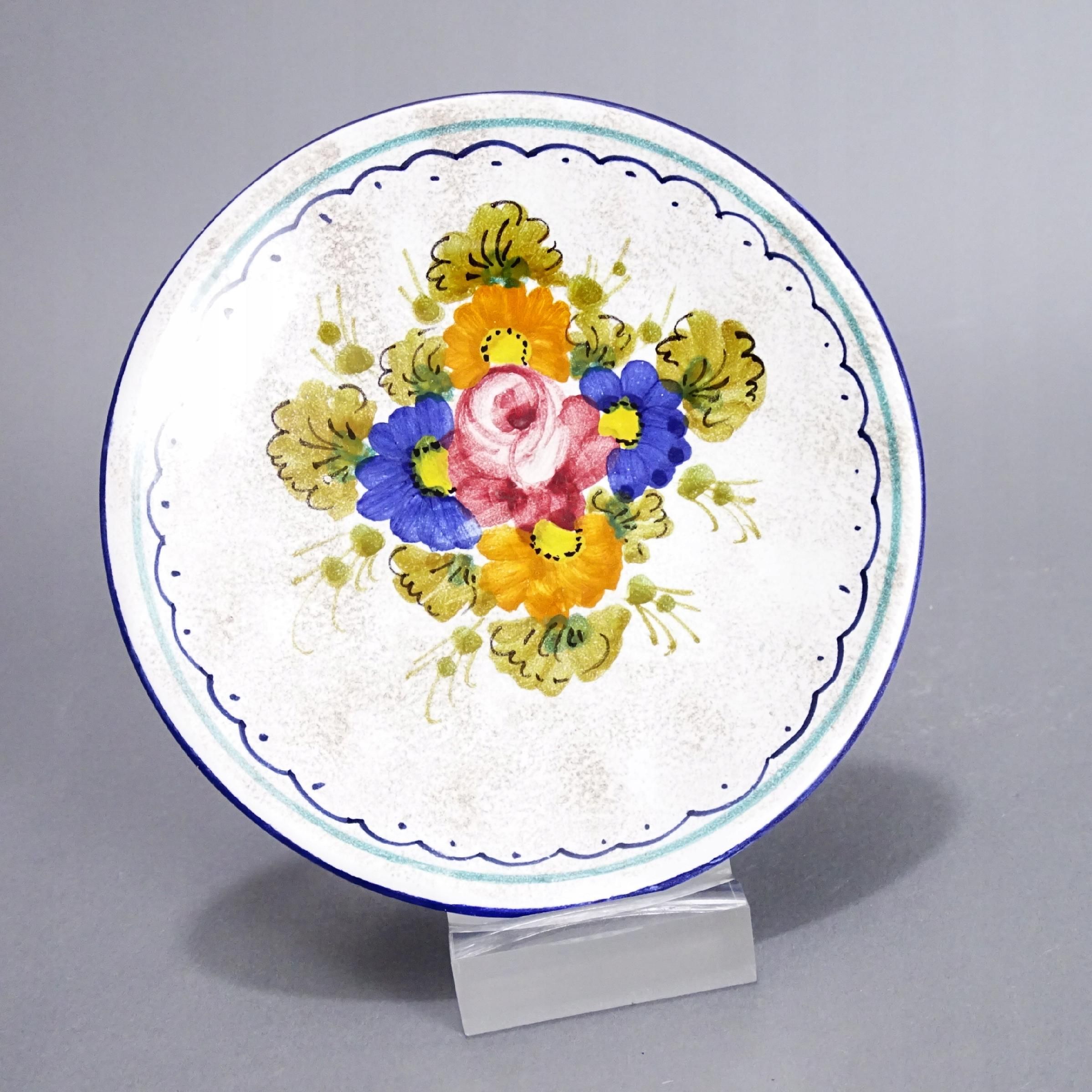 włochy ręcznie malowany talerzyk naścienny kwiaty