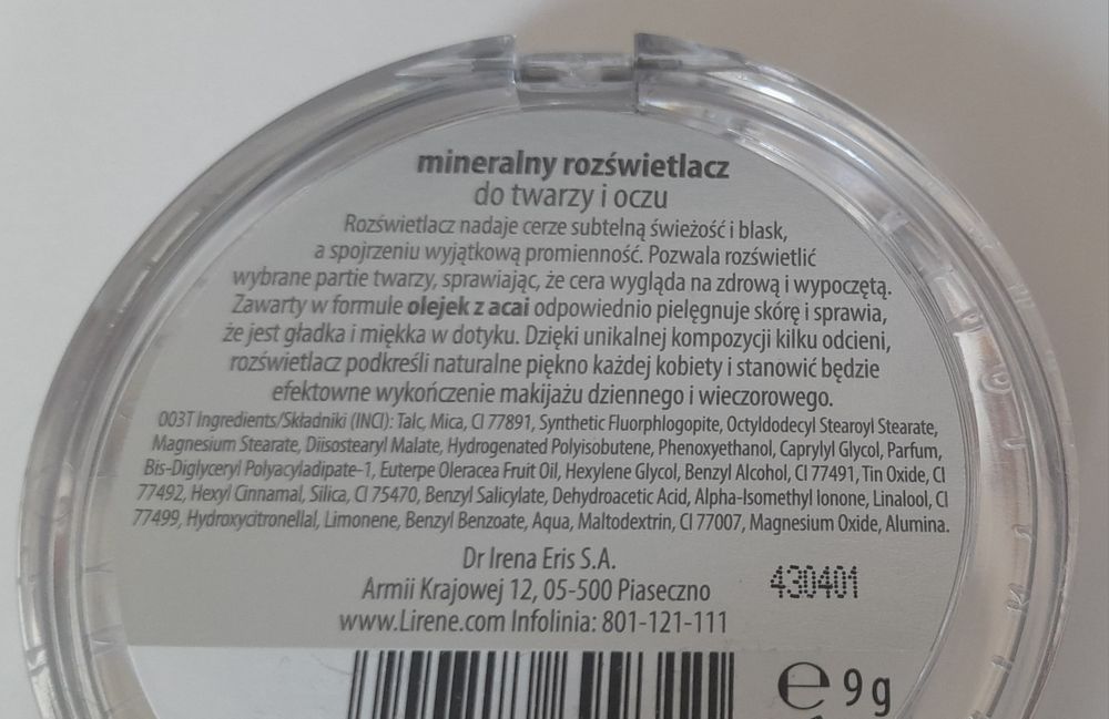 Lirene Shiny Touch,mineralny rozświetlacz do twarzy, 9 g
Lirene Shiny