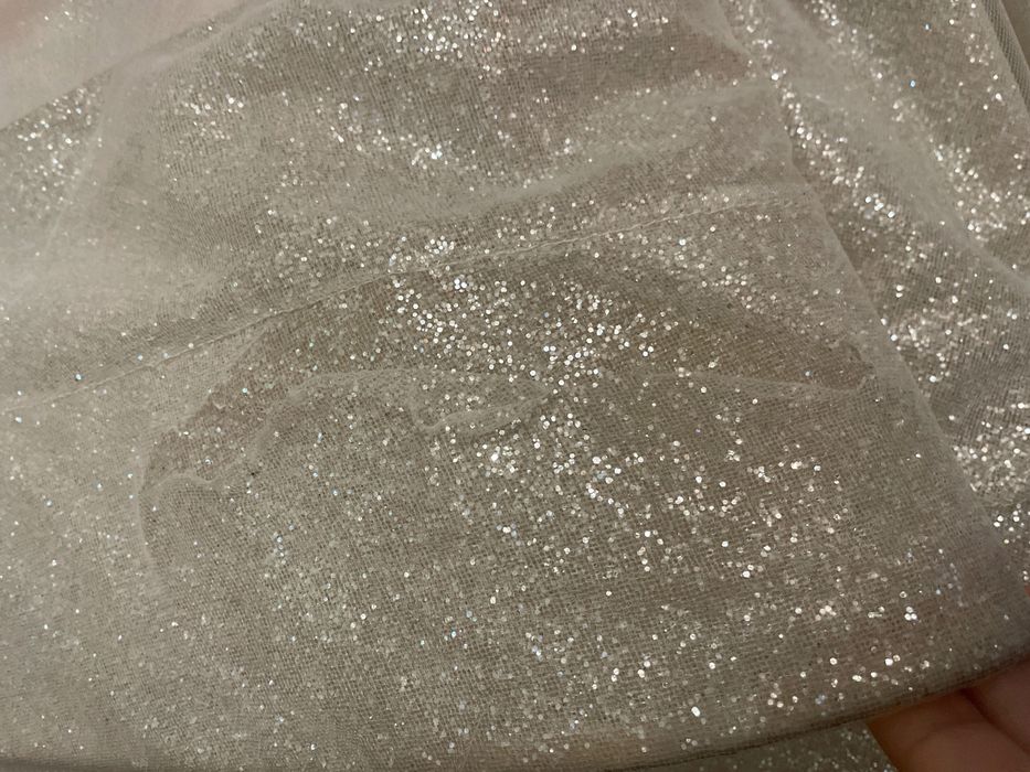 Suknia ślubna, koronkowy gorset, brokatowy dół