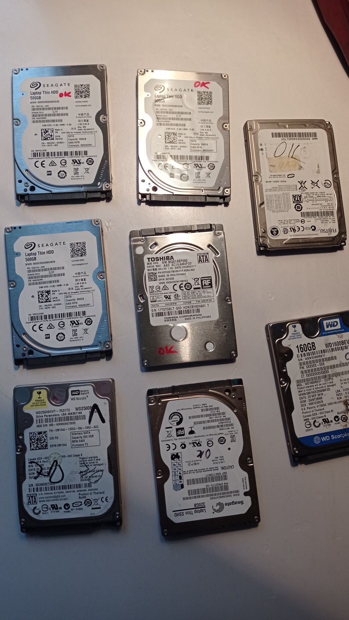 HDD Диски  2.5" (3.5") на 500Gb / 320Gb / 250Gb\160gb