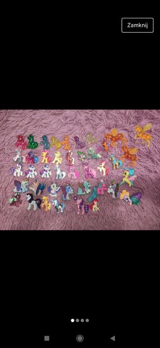 Zestaw figurek koniki pony filly brokatowe  spike