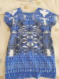 Sukienka jedwabna niebieska Deni Cler rozmiar XL
