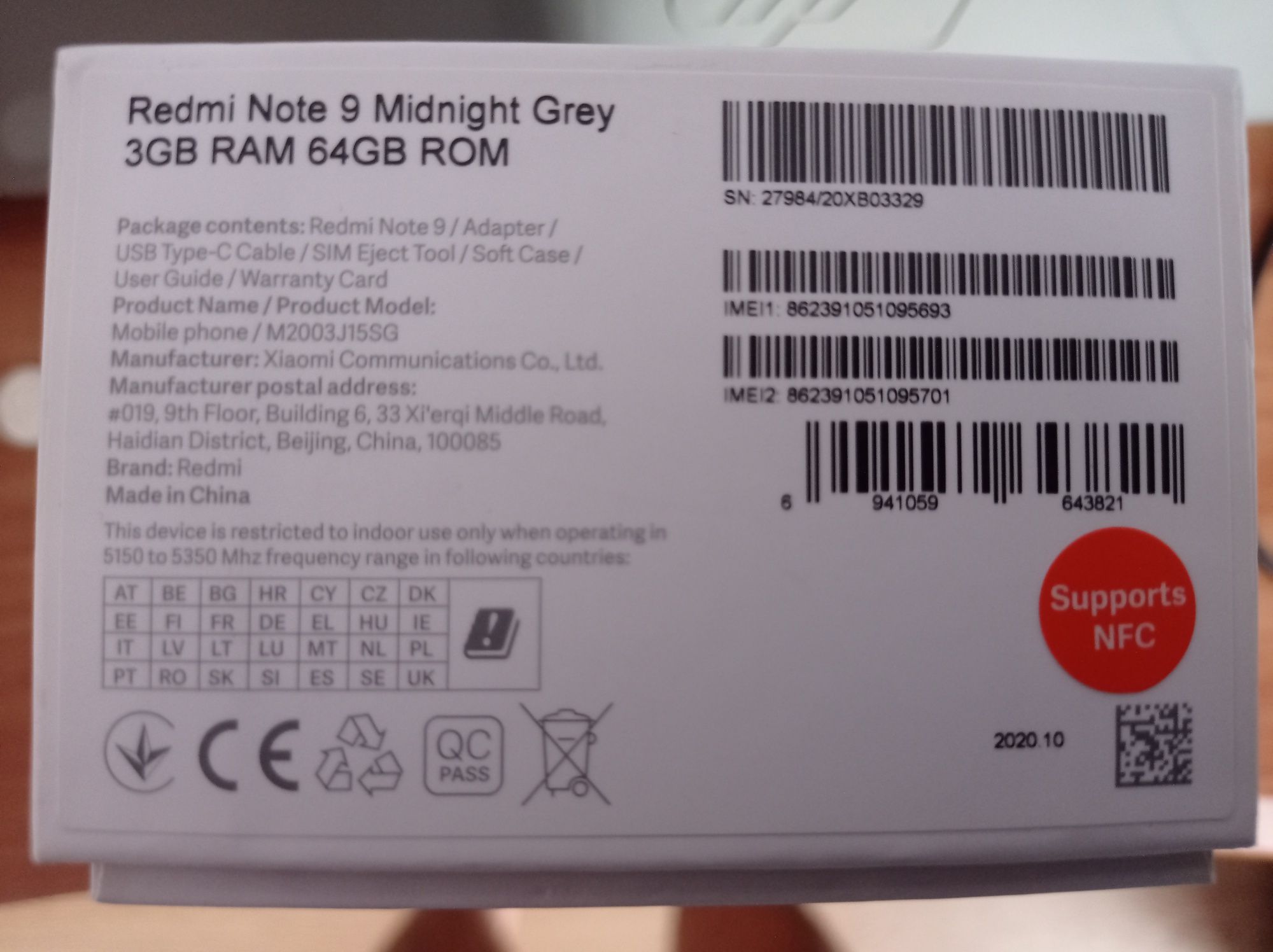 Телефон Xiaomi Redmi Not 9 3/64 Nfc.