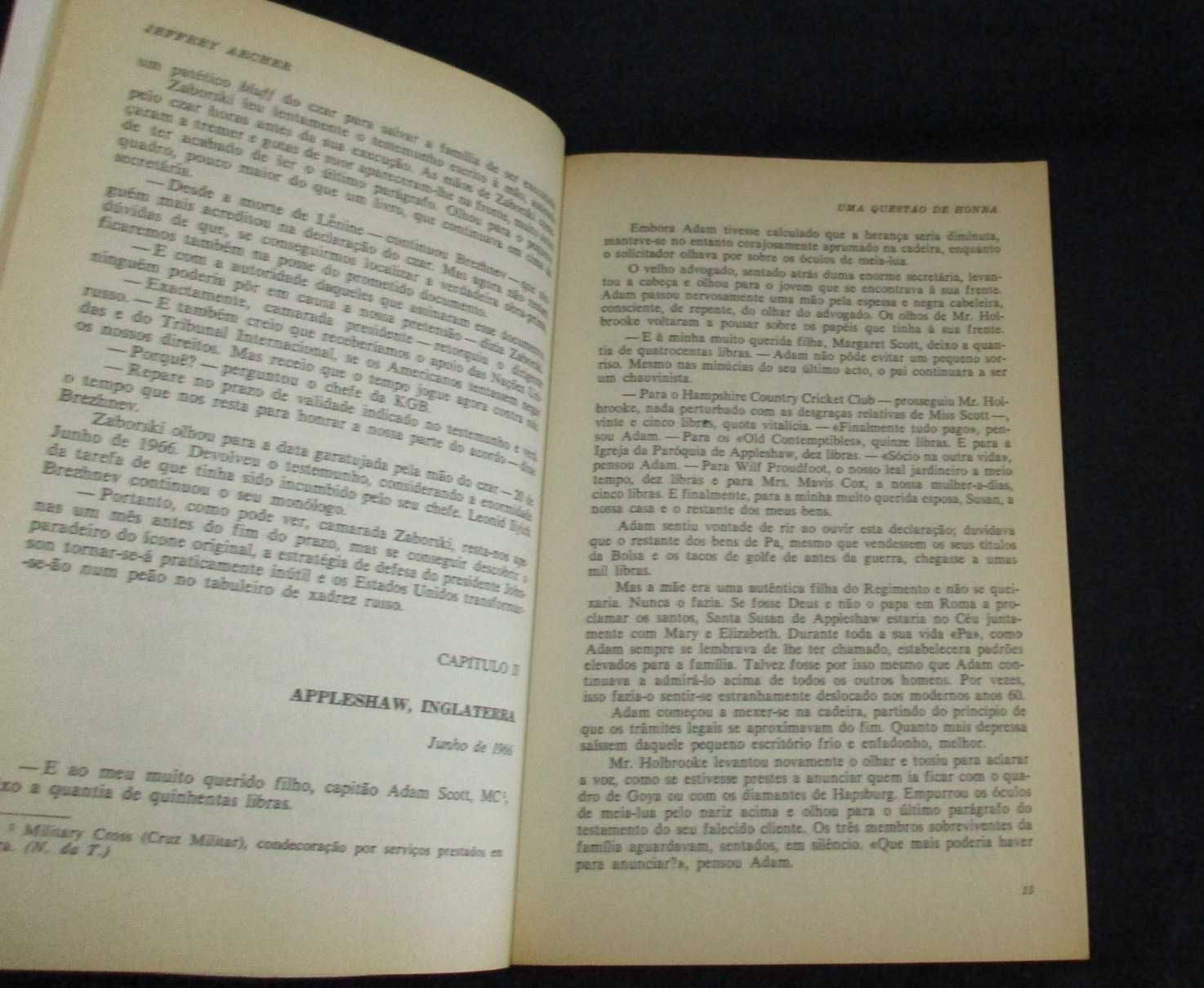 Livro Uma questão de honra Jeffrey Archer