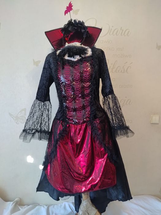 Strój przebranie królowa wampirów Halloween wampir wampirzyca 3 el. M