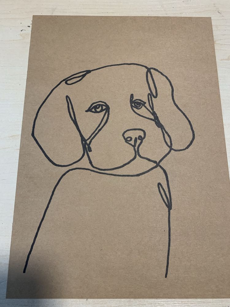 Obraz rysunek grafika pies piesek good boi beagle bigiel line art deco