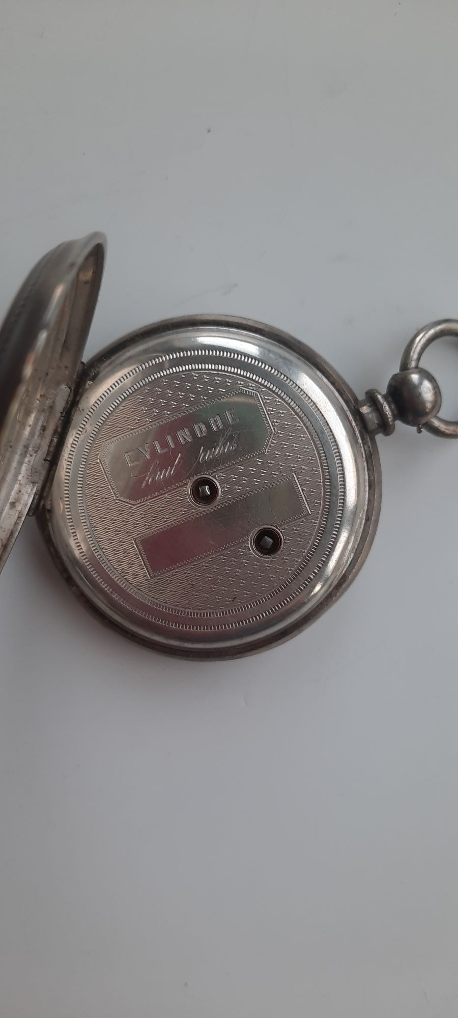 Relógio bolso de corda em prata Cylindre 8 Rubis, antigo