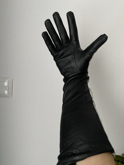 Rękawiczki długie skórzane, wąż