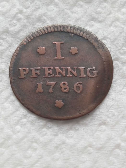 1 пфенніг 1786 рік. Франкфурт.