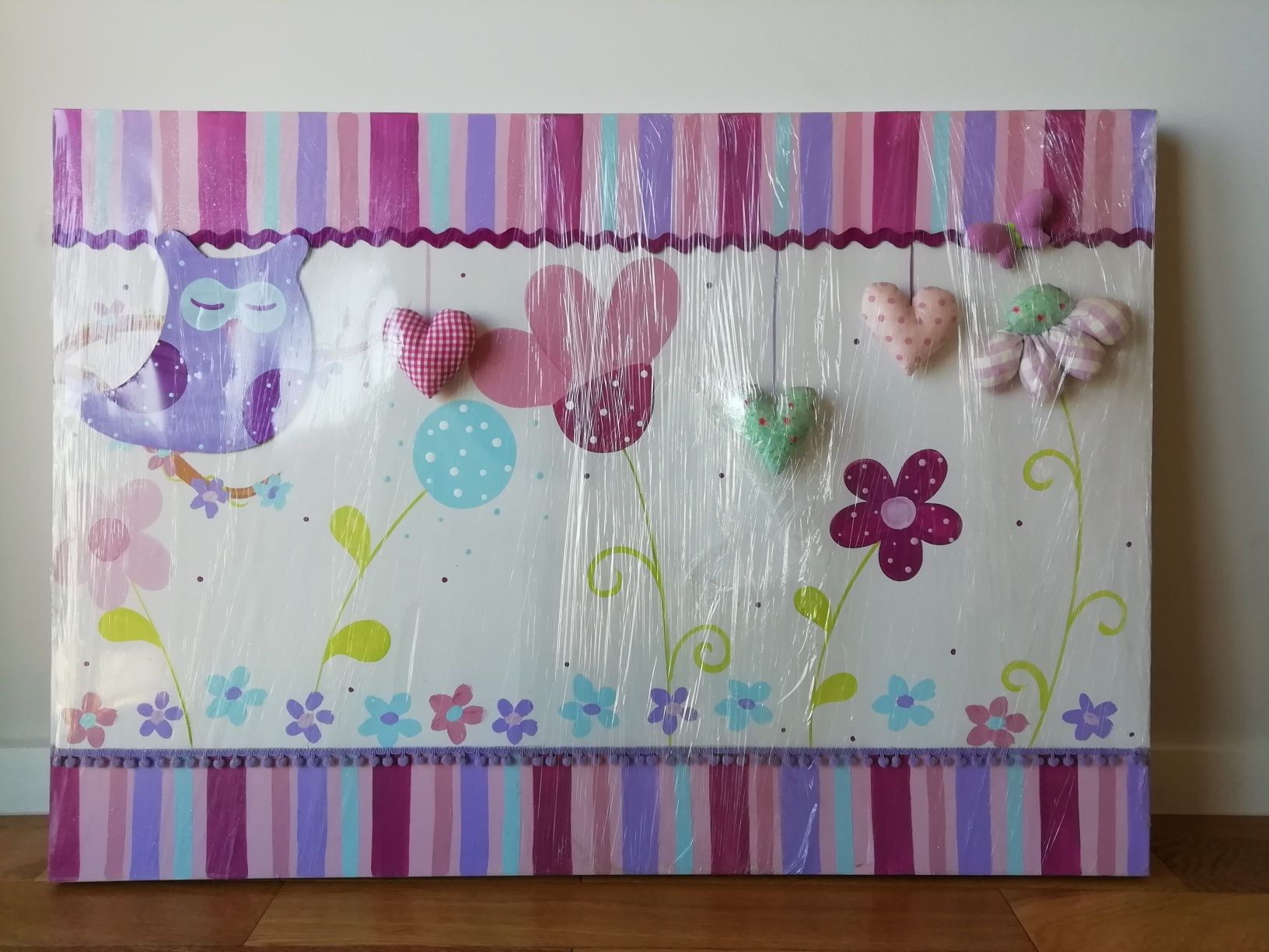 Quadro pintado à mão para quarto de criança bebé menina