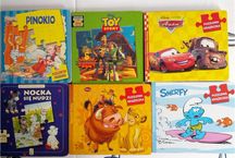 Zestaw książek kartonowych z puzzlami: Pinokio, Toy Story, Król Lew