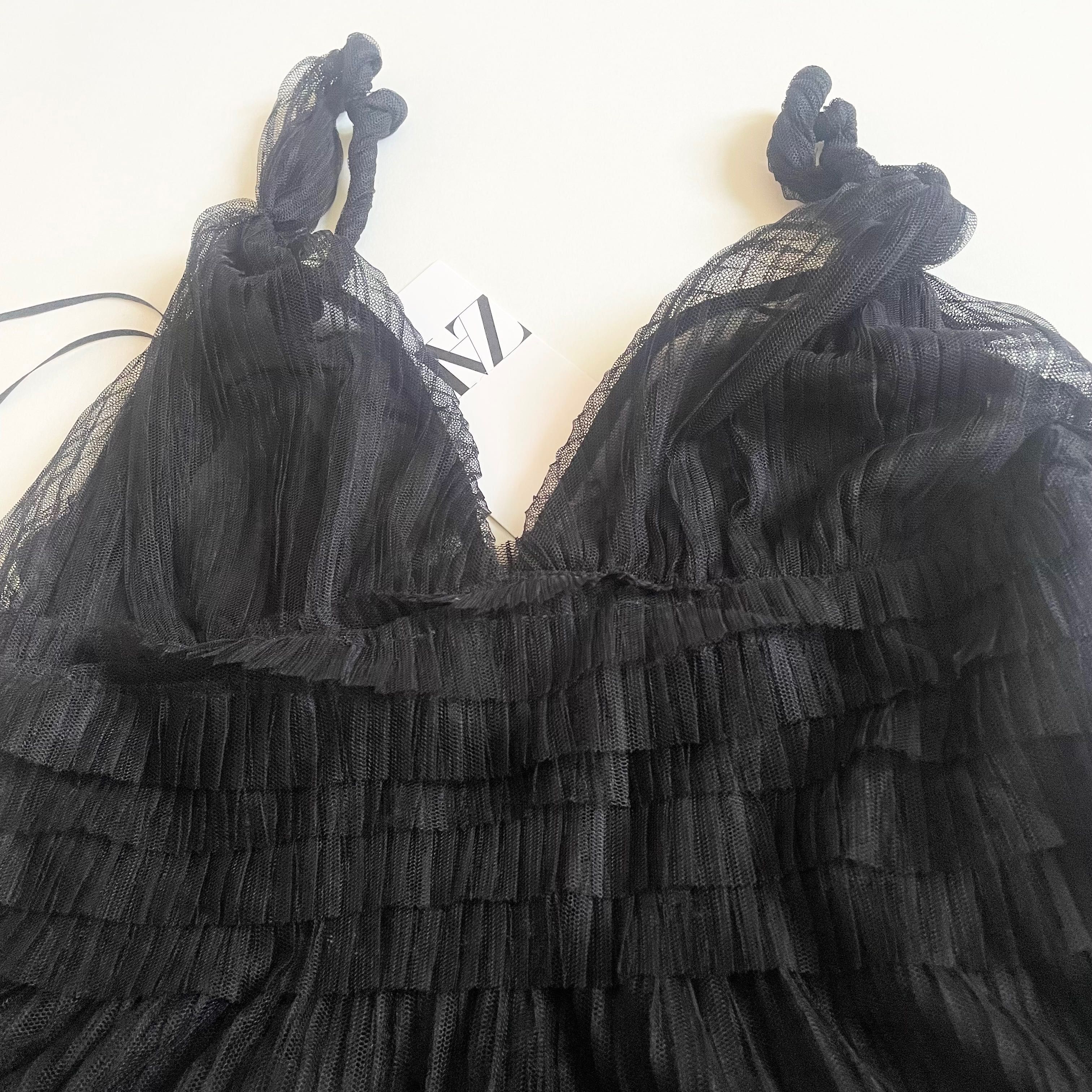 Nowa sukienka Zara czarna falbanki S