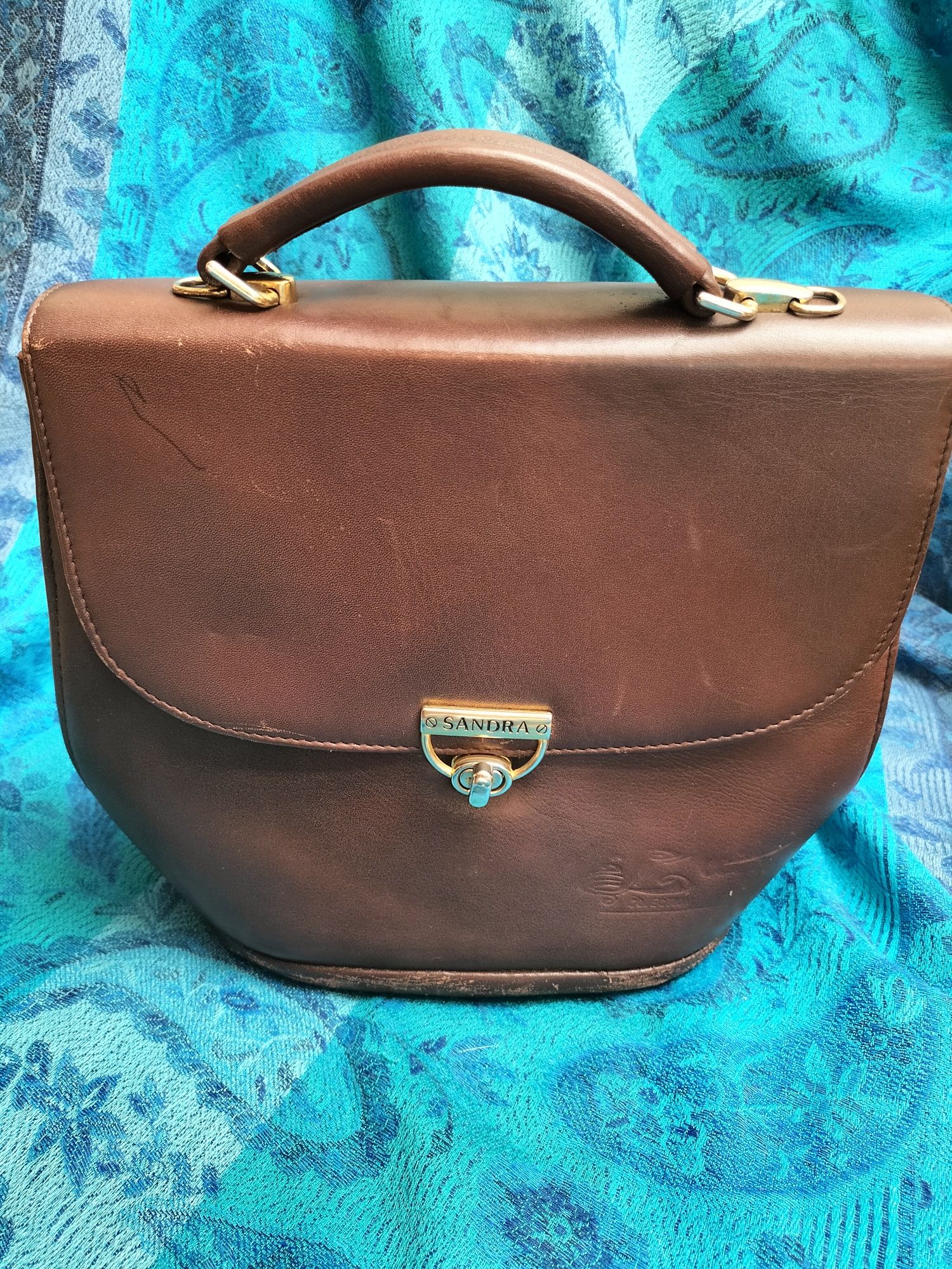 Torebka skórzana kuferek retro prl 25x21 cm