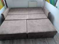 Łóżko podwójne 2 w 1, możliwość podziału na dwa, tapicerowane, 205x210