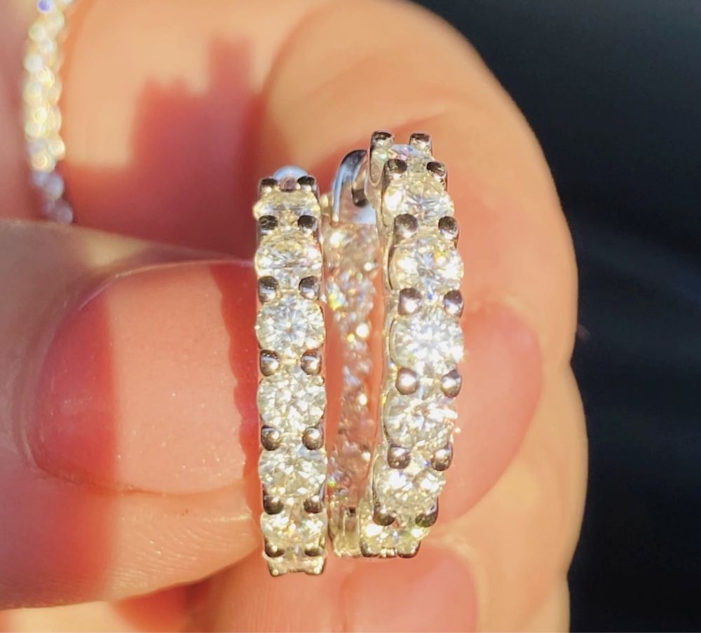 Невероятно яркий серьги с муассанитами 0.10ct серебро 925