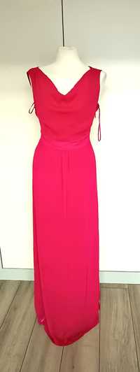 Długa maxi sukienka xl 42 różowa wieczorowa koktajlowa elegancka
