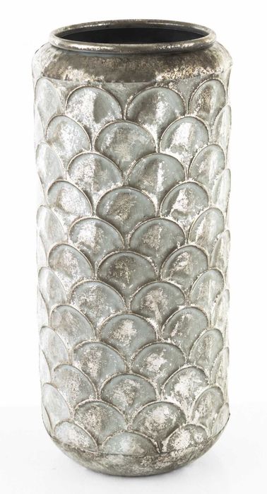 Srebrna Wysoka Osłonka Metalowa Tłoczona Wazon Donica Retro 141097