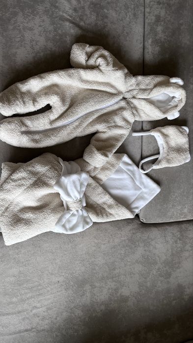 Конверт комбинезон  шапочка на виписку тедди