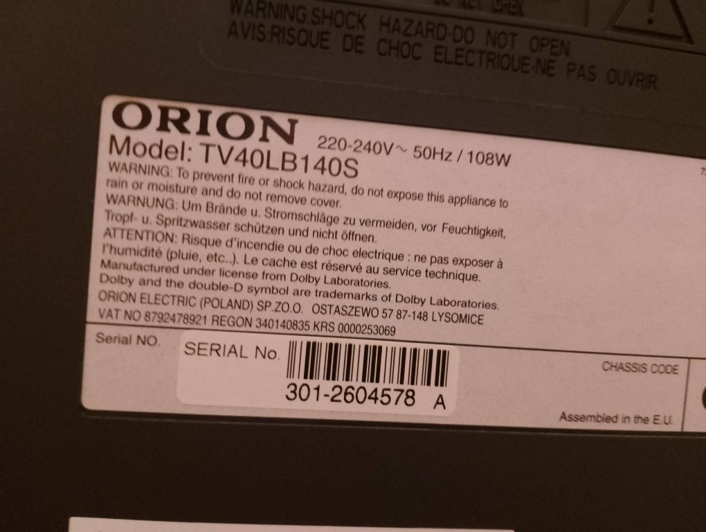 Tv orion 40 cali sprawny