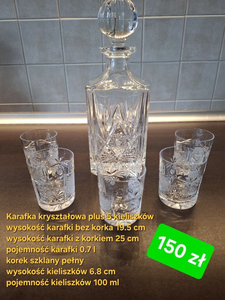 Karafka z kieliszkami kryształ kryształowa