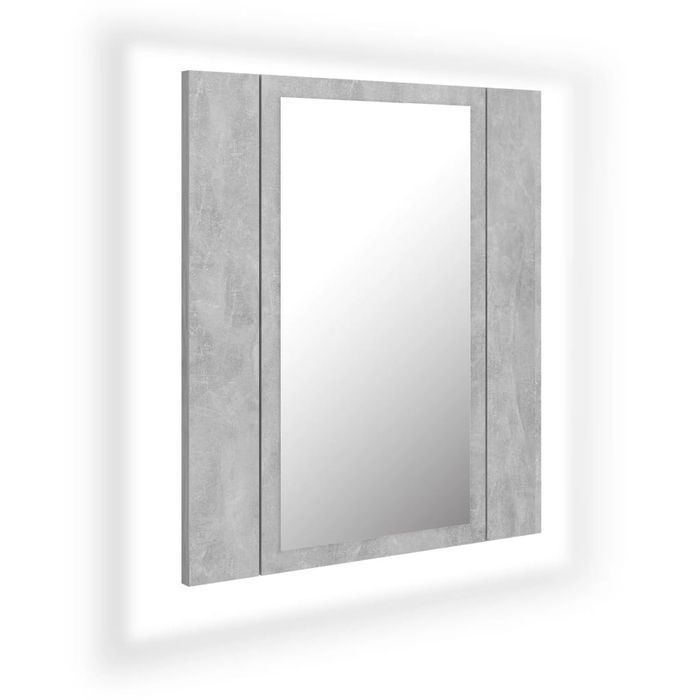 Vidaxl Szafka Łazienkowa Z Lustrem I Led, Szarość Betonu, 40X12X45 Cm