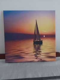 Obraz drukowany na płótnie "zachód słońca nad wodą" 50 x 50 cm