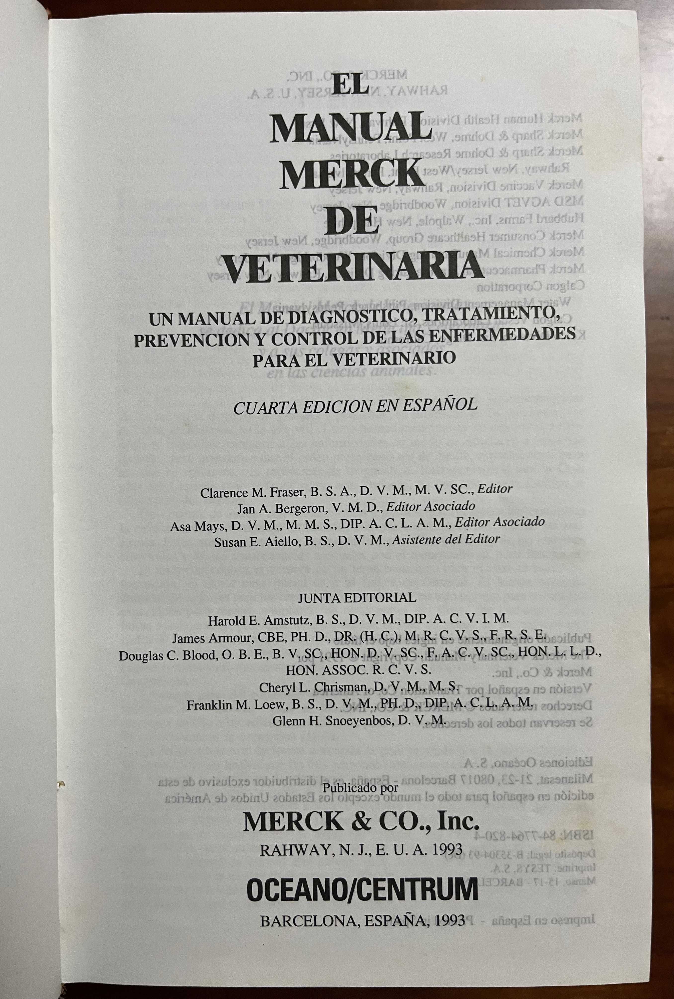 Manual Merk de Veterinário - Livro em Espanhol - 4ª Edição