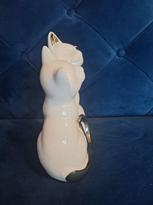 Figurkę home & you couple Cat koty biało złote para glamour